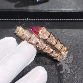 Bulgari Bracelet Serpenti one-coil pave Diamonds Tourmaline