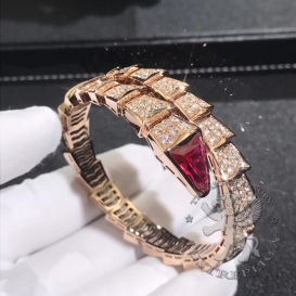 Bulgari Bracelet Serpenti one-coil pave Diamonds Tourmaline