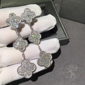 Van Cleef Arpels Earrings Alhambra 3 motifs pave diamonds