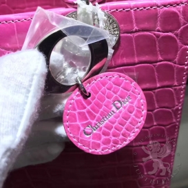Lady Dior 23cm Crocodile Rose
