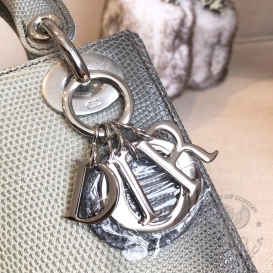 Dior Lady Dior 17cm Lizard Natural Grey