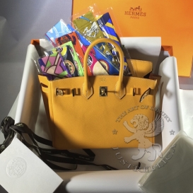 Hermes Birkin Epsom 25cm Jaune Dor Feu Bi-color