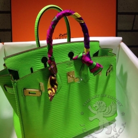 Hermes Birkin Lizard 25cm Green