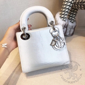 Dior Lady Dior 17cm Lizard White