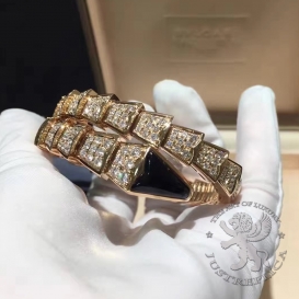 Bulgari Bracelet Serpenti one-coil pave Diamonds Onyx
