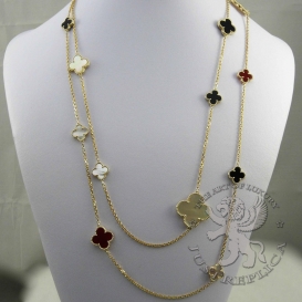 Van Cleef & Arpels Necklace Alhambra Mother-Of-Pearl Carnelian Onyx 16 motifs