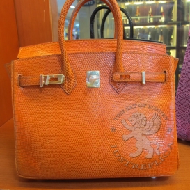 Hermes Birkin Lizard 25cm Orange