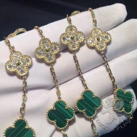 Van Cleef Arpels Bracelet Vintage Alhambra 5 motifs Malachite 24D