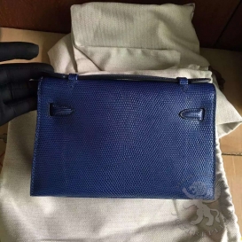 Hermes Kelly Pochette 22cm Lizard Bleu Electrique 7T