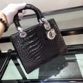 Lady Dior 23cm Crocodile Graphite