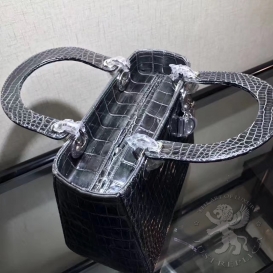 Lady Dior 23cm Crocodile Graphite