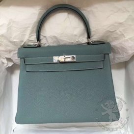 Hermes Kelly Togo 28cm J7 Bleu Lin