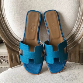 Hermes Slippers Epsom Turquoise
