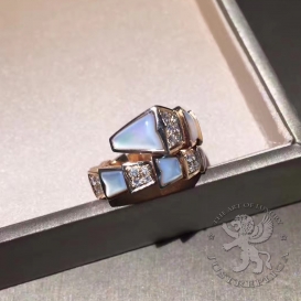 Bulgari Ring Serpenti one-coil MOP and Diamonds