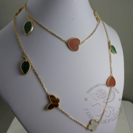 Van Cleef & Arpels Necklace Alhambra Mother-Of-Pearl Malachite Carnelian Tiger's Eye 10 motifs