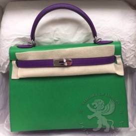 Hermes Kelly Epsom 32cm Bi-color Bamboo/Crocus