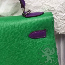 Hermes Kelly Epsom 32cm Bi-color Bamboo/Crocus