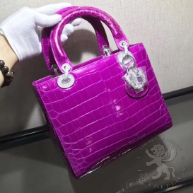 Lady Dior 23cm Crocodile Pink