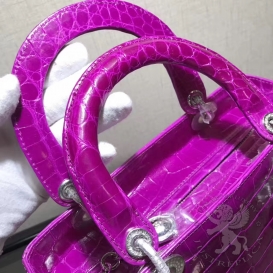 Lady Dior 23cm Crocodile Pink