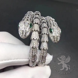 Bulgari Bracelet Serpenti pave Diamonds Emeralds