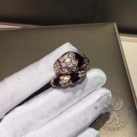 Bulgari Ring Serpenti Onyx and Diamonds