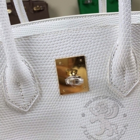 Hermes Birkin Lizard 25cm White