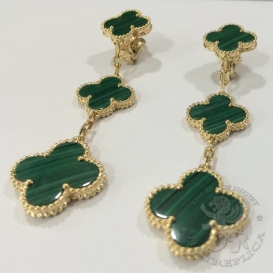 Van Cleef Arpels Earrings Magic Alhambra Malachite 3 motifs