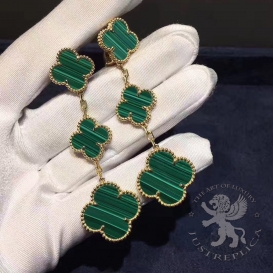 Van Cleef Arpels Earrings Magic Alhambra Malachite 3 motifs