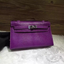 Hermes Kelly Pochette 22cm Lizard Anemone P9