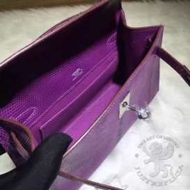 Hermes Kelly Pochette 22cm Lizard Anemone P9