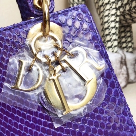 Dior Lady Dior 24cm Python Purple Hand-stitched