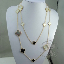 Van Cleef & Arpels Necklace Alhambra Mother-Of-Pearl Onyx 16 motifs
