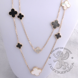 Van Cleef & Arpels Necklace Alhambra Mother-Of-Pearl Onyx 16 motifs