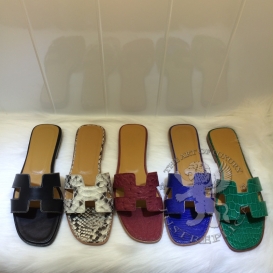 Hermes Slippers Ostrich