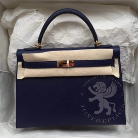 Hermes Kelly Epsom 32cm Bleu Abysse