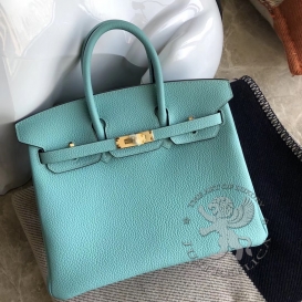Hermes Birkin Togo 25cm Bleu Atoll 3P