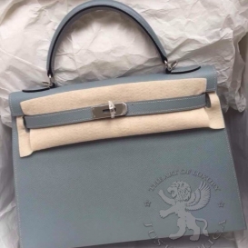 Hermes Kelly Epsom 32cm Bleu Lin
