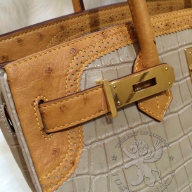 Hermes Birkin Crocodile Matte Niloticus 30cm Ghillies Ostrich