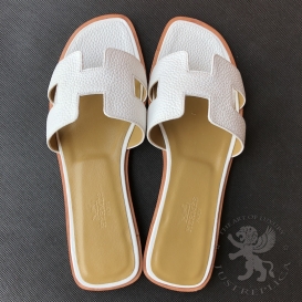 Hermes Slippers Togo White