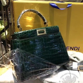 Fendi Peekaboo 23cm Crocodile Green