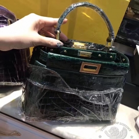 Fendi Peekaboo 23cm Crocodile Green