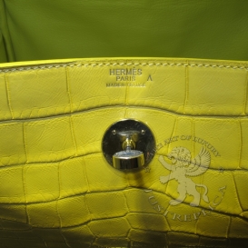 Hermes Lindy Crocodile 30cm Yellow