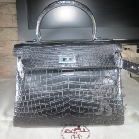 Hermes Kelly Crocodile Matte Porosus 28сm Retourne Black