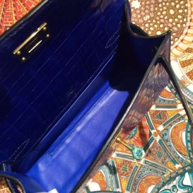 Hermes Kelly Pochette 22cm Crocodile Niloticus Bleu Electrique 7T