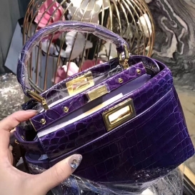 Fendi Peekaboo 23cm Crocodile Purple