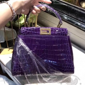 Fendi Peekaboo 23cm Crocodile Purple
