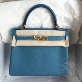 Hermes Kelly Togo 28cm 73 Blue Jean