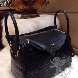 Hermes Lindy Crocodile Matte 30cm Black