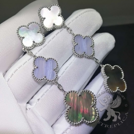 Van Cleef Arpels Earrings Magic Alhambra MOP Chalcedony 3 motifs