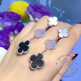 Van Cleef Arpels Earrings Magic Alhambra MOP Chalcedony 3 motifs